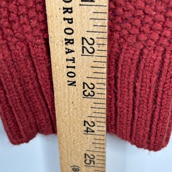 LL BEAN Long Cardigan L Shawl Collar Open Waffle Knit Pumpkin Rust Academia Twee - Picture 10 of 11